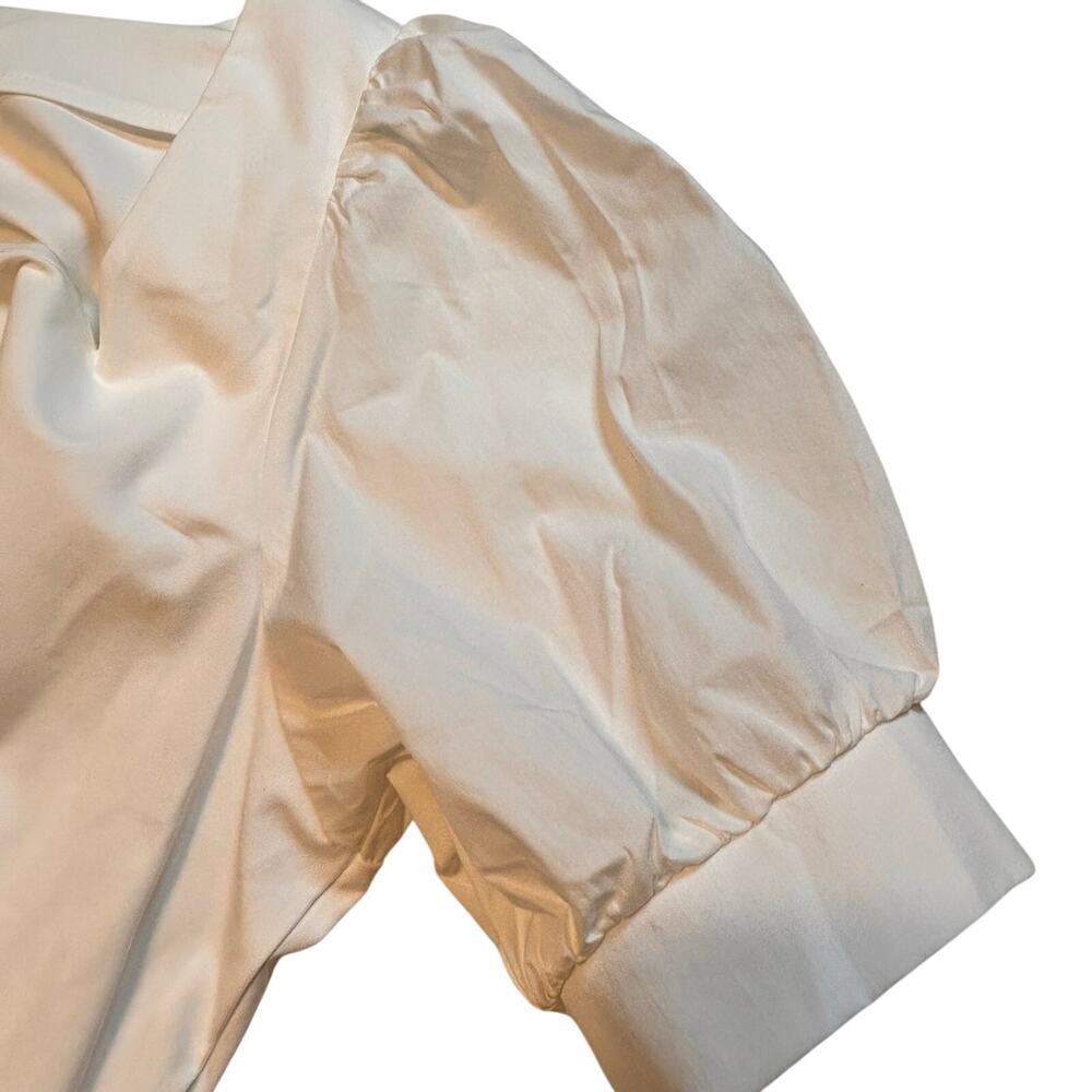 Bailey 44 White Puff Sleeve Square Neck Blouse Size Large Elegant Top - Picture 4 of 6